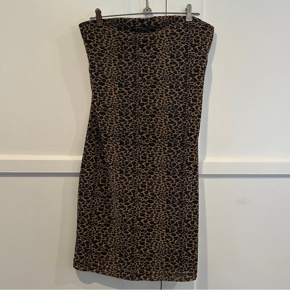 Express Strapless Bodycon Leopard Print Dress